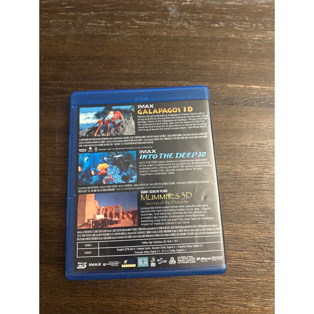 IMAX 3D Triple Feature Blu-ray Galapagos Into the Deep Mummies 3D Samsung Disc - Picture 2 of 3